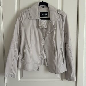 GUESS - Cream/Grey Faux Leather Jacket - Size S